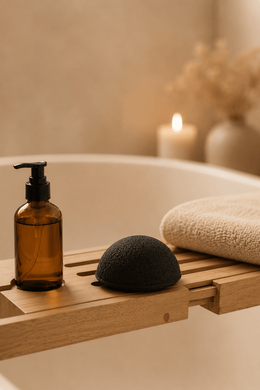 Konjac spons met actieve houtskool