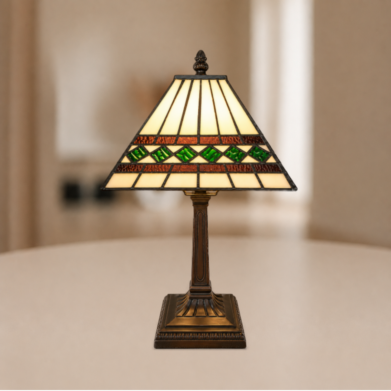 Tiffany Tafellamp 20x20x34 cm Beige Polyresin Tiffany Bureaulamp
