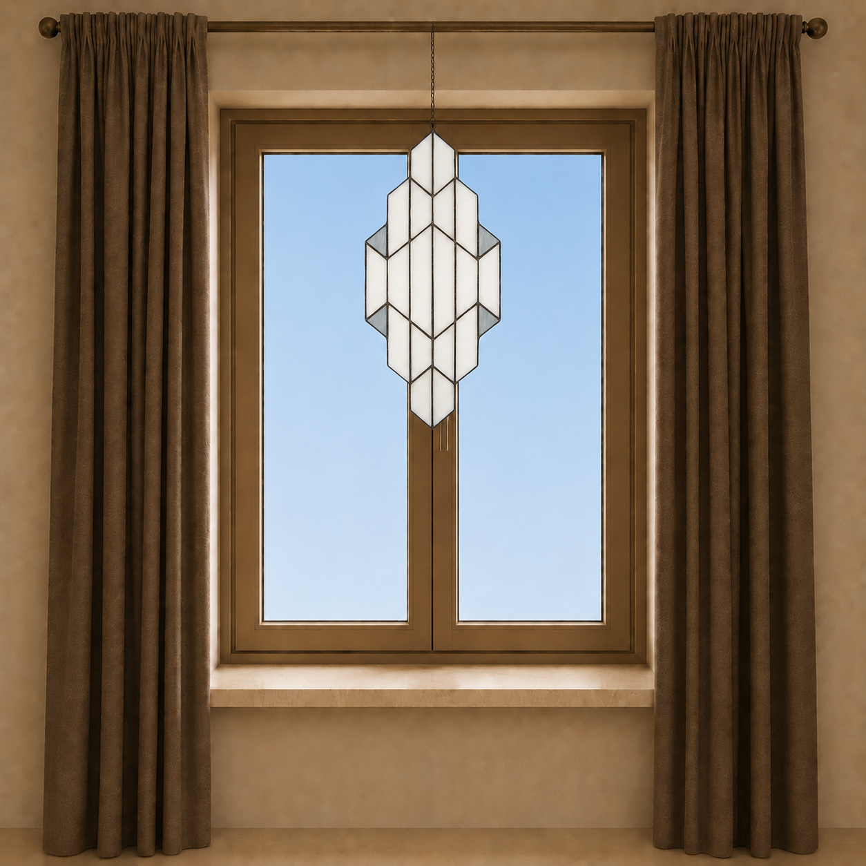 Glaspaneel Tiffany 23x50 cm Wit Grijs Glas Glaskunst