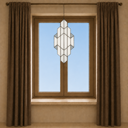 Glaspaneel Tiffany 23x50 cm Wit Grijs Glas Glaskunst