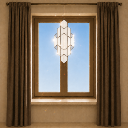 Glaspaneel Tiffany 23x50 cm Wit Grijs Glas Glaskunst