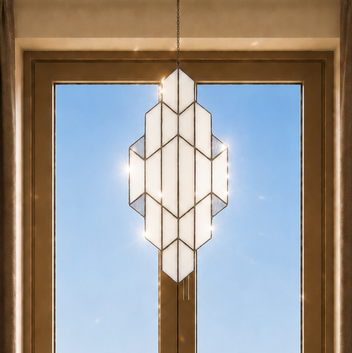 Glaspaneel Tiffany 23x50 cm Wit Grijs Glas Glaskunst