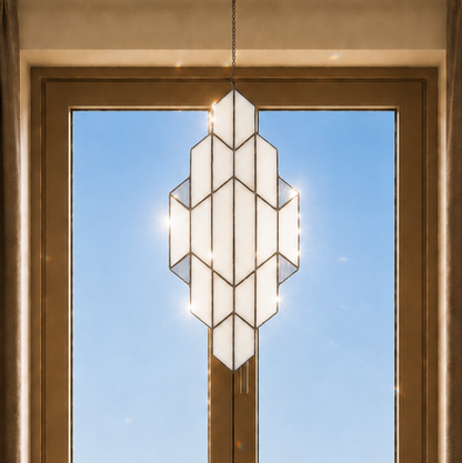Glaspaneel Tiffany 23x50 cm Wit Grijs Glas Glaskunst