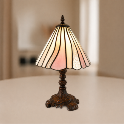 Tiffany Tafellamp Ø 20x34 cm Roze Beige Glas Tiffany Bureaulamp
