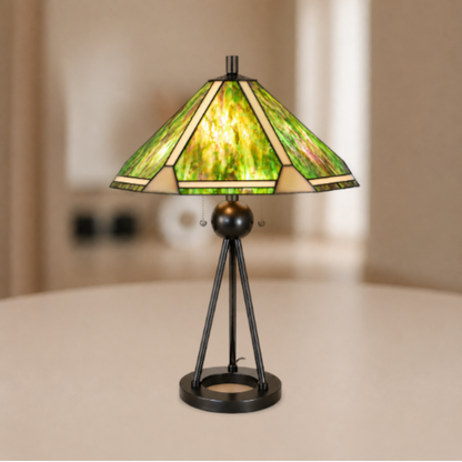 Tiffany Tafellamp Ø 50x73 cm Groen Bruin Metaal Tiffany Bureaulamp