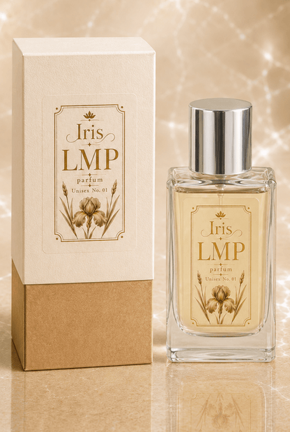 Iris LMP Parfum Ocean Amber Unisex No. 01 eau de parfum met bijhorende verpakking.