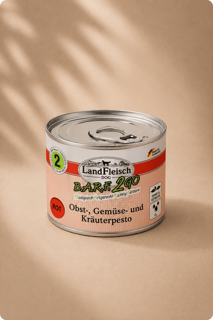 Landfleisch dog barf 2go fruit-, groenten- en kruidenpesto rood (6x200g)