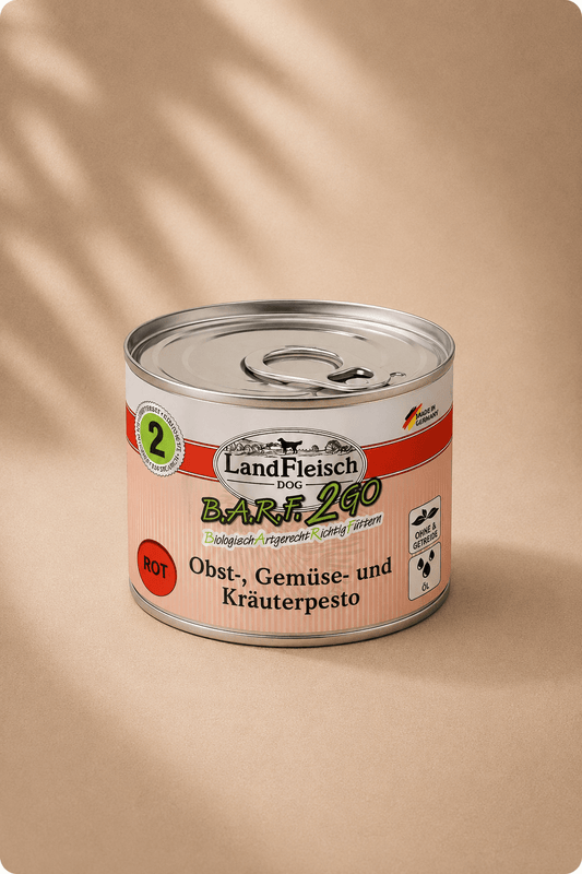 Landfleisch dog barf 2go fruit-, groenten- en kruidenpesto rood (6x200g)