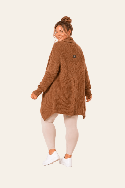 Long open acrylic women's cardigan with a loose fit