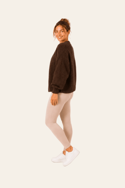 Women's long open cardigan with soft ruffles