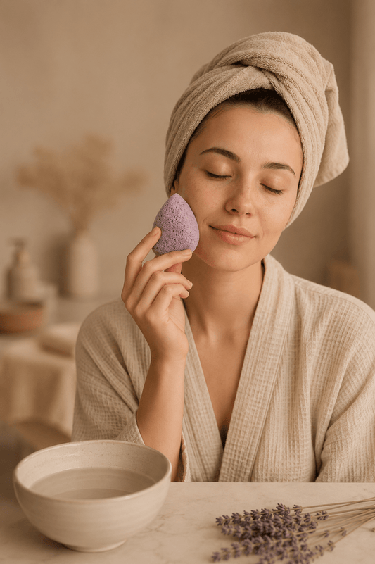 Lavendel konjac spons dat kalmerend werkt