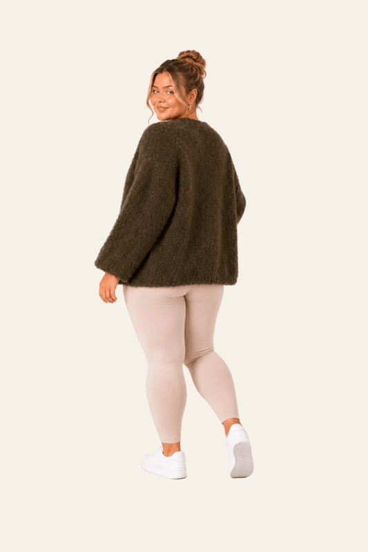 Lichte damescardigan zonder sluiting met pofmouwen - xl