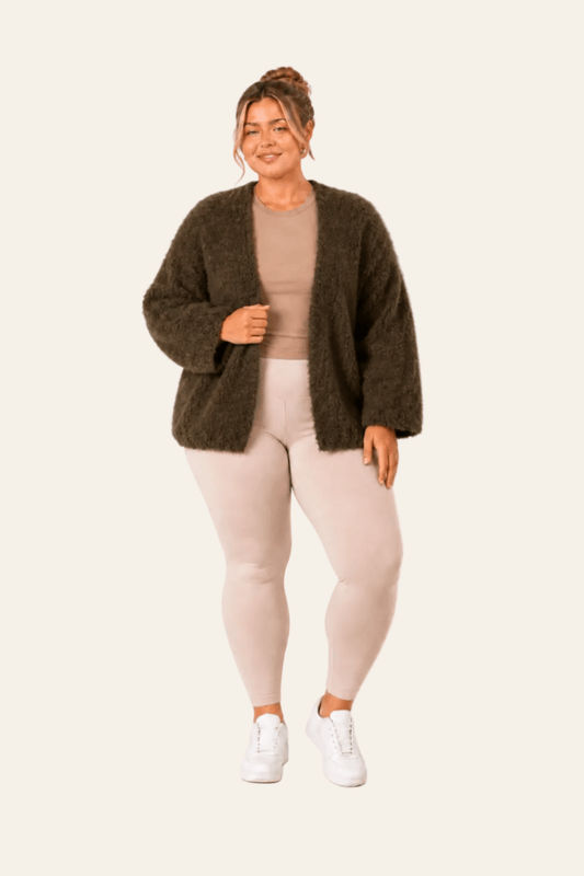 Lichte damescardigan zonder sluiting met pofmouwen - xl