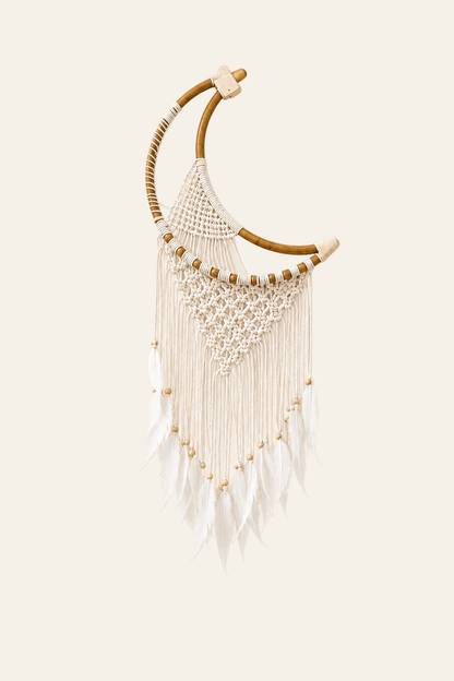 Luxe witte macrame maansikkel  dromenvanger 