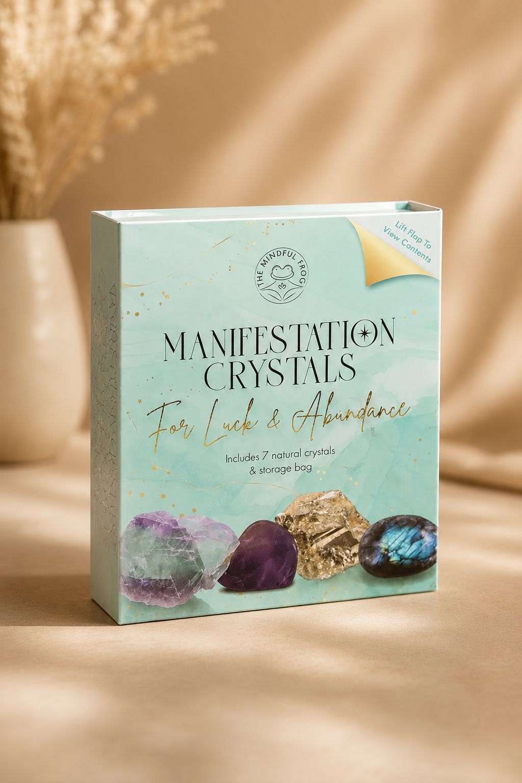 Manifestatie kristallen cadeauset voor geluk en overvloed