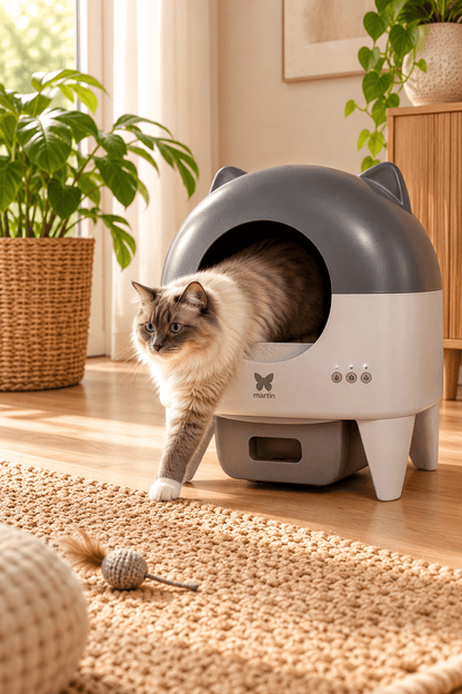 Martin automatische zelfreinigende kattenbak met verlichting grijs 76 liter