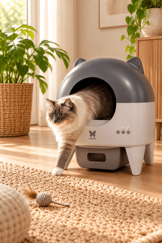 Martin automatische zelfreinigende kattenbak met verlichting grijs 76 liter