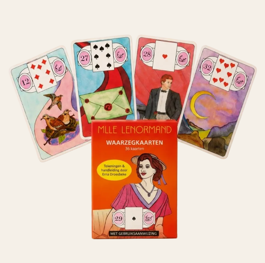 Mlle Lenormand kaartlegset met 36 kaarten, handboek en waarzegbord