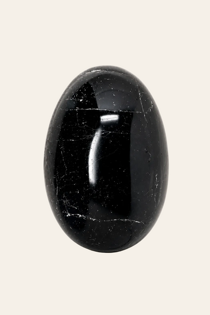 Natuurlijke zwarte obsidiaan palmsteen met gladgepolijst oppervlak