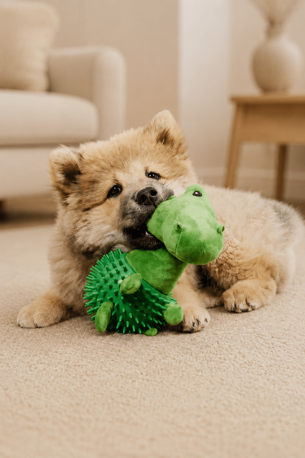 Neandno pluche dino met pieper voor tandverzorging