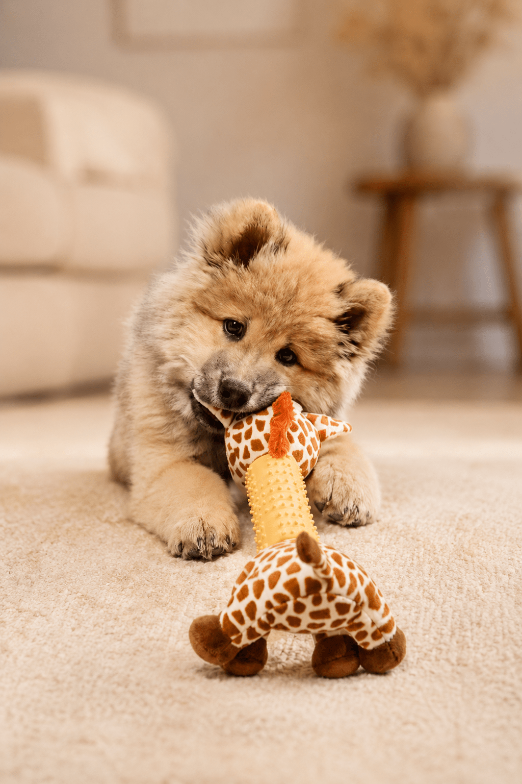 Neandno pluche giraffe met pieper voor tandverzorging