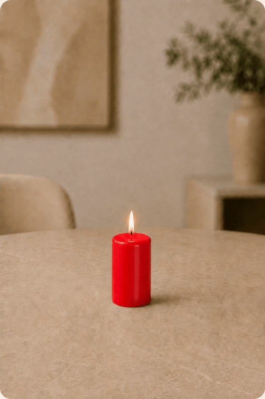 LMW Wellness-Care Set van 4 stompkaarsen in roodkleur 4 × 6 cm, aanvullende productweergave