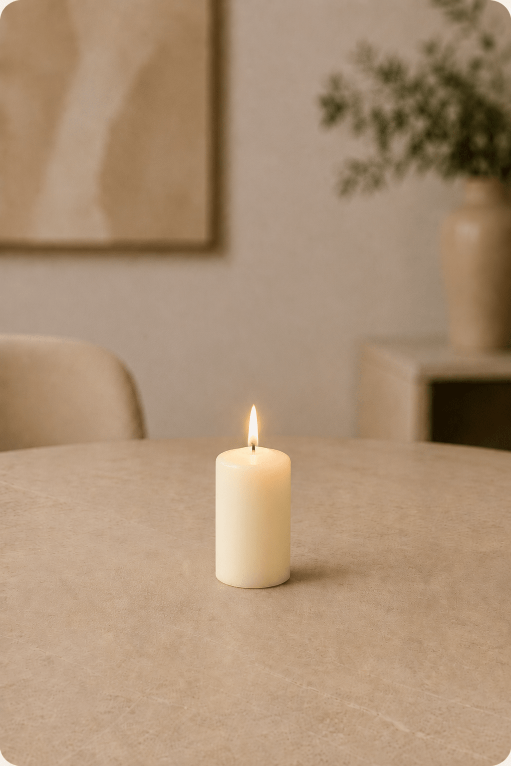 LMW Wellness-Care Set van 4 stompkaarsen in ivorenkleur 4 × 6 cm, aanvullende productweergave