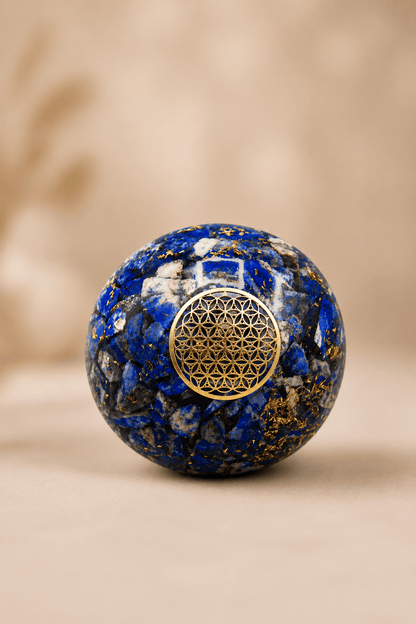 Lapis lazuli orgoniet bol met levensbloem
