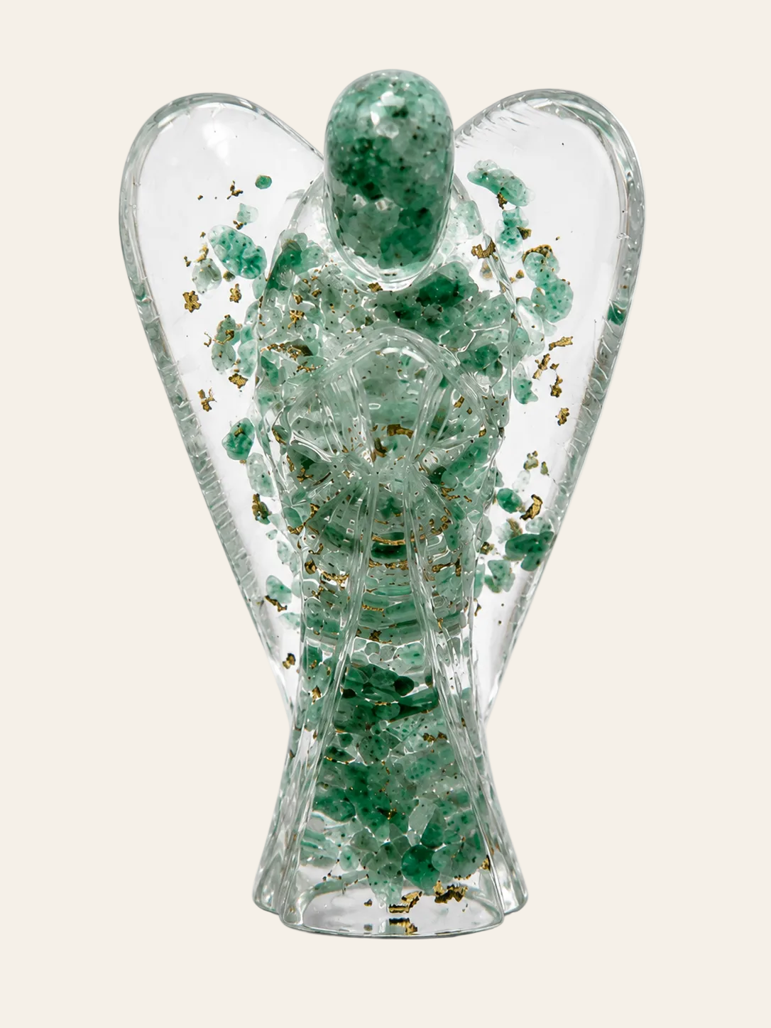 Orgonite Engel Figuur Met Groene Apatiet Edelstenen En Koperen Snippers