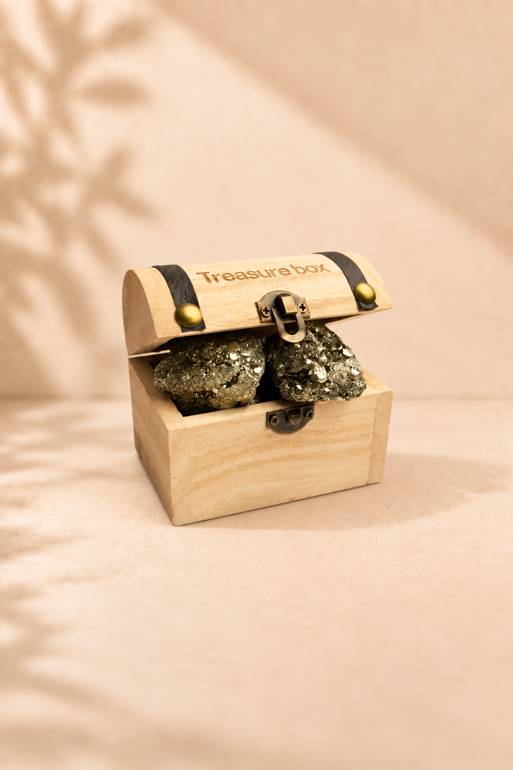 Pyriet Schatkistje met Ruwe Pyrietbrokjes – Fool’s Gold Treasure Box