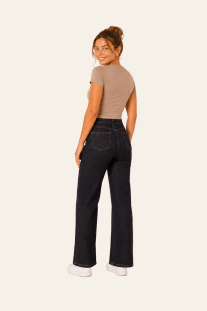 Rechte damesjeans met hoge taille en riem