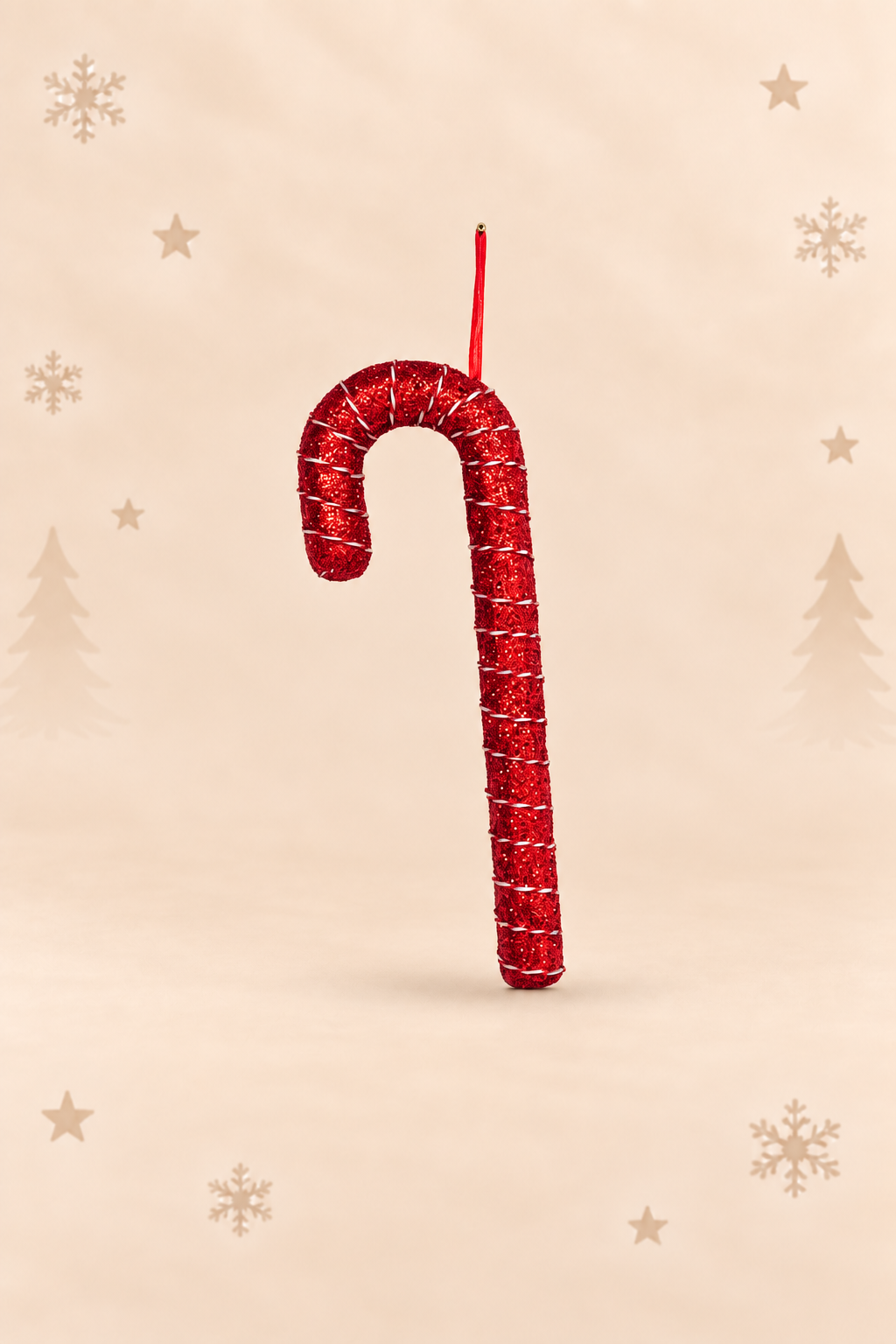 Rode glitter zuurstok kerstdecoratie van 52 cm in lichtgewicht foam met ophanglus van Housevitamin