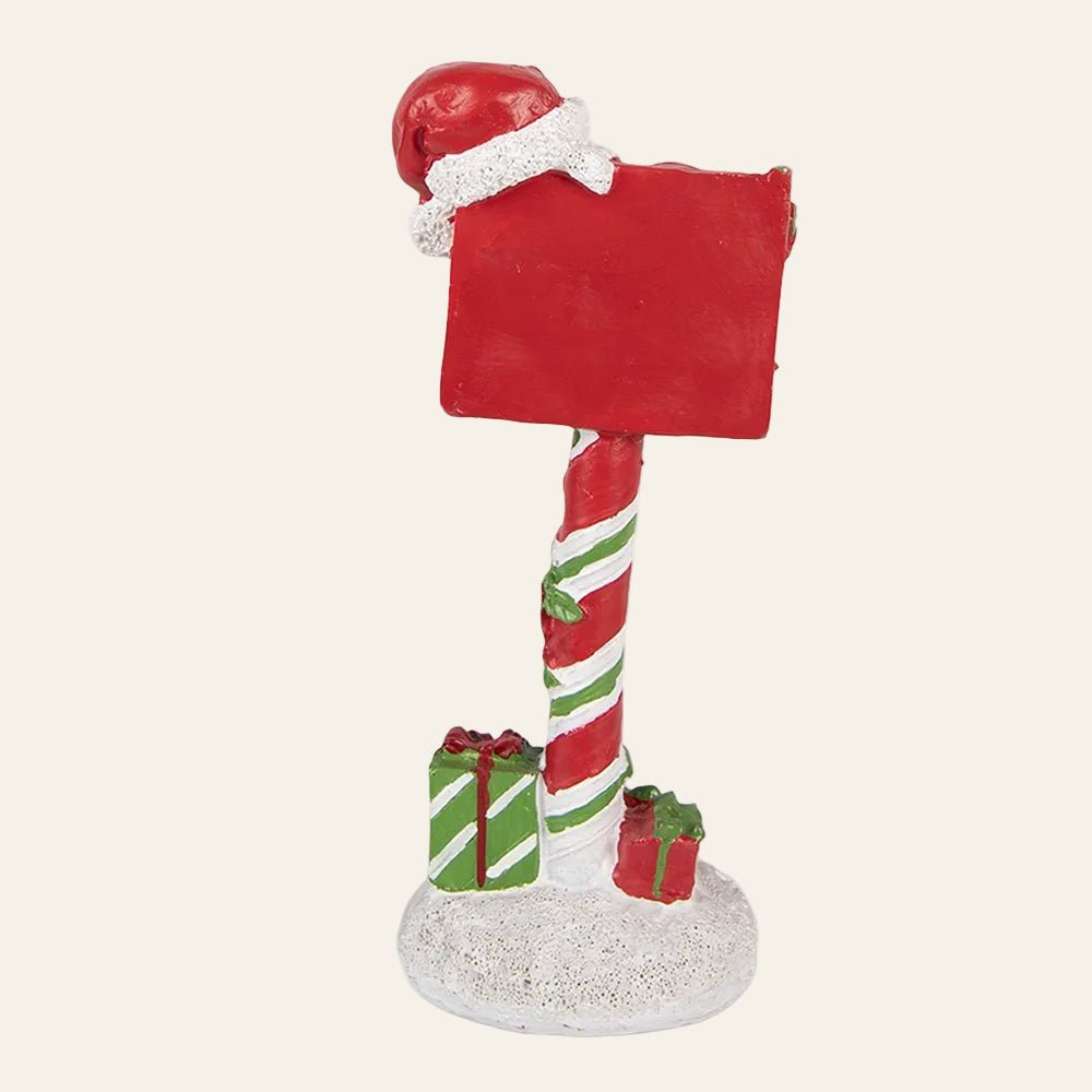 Rode kerstbrievenbus Letters to Santa 17 cm achteraanzicht