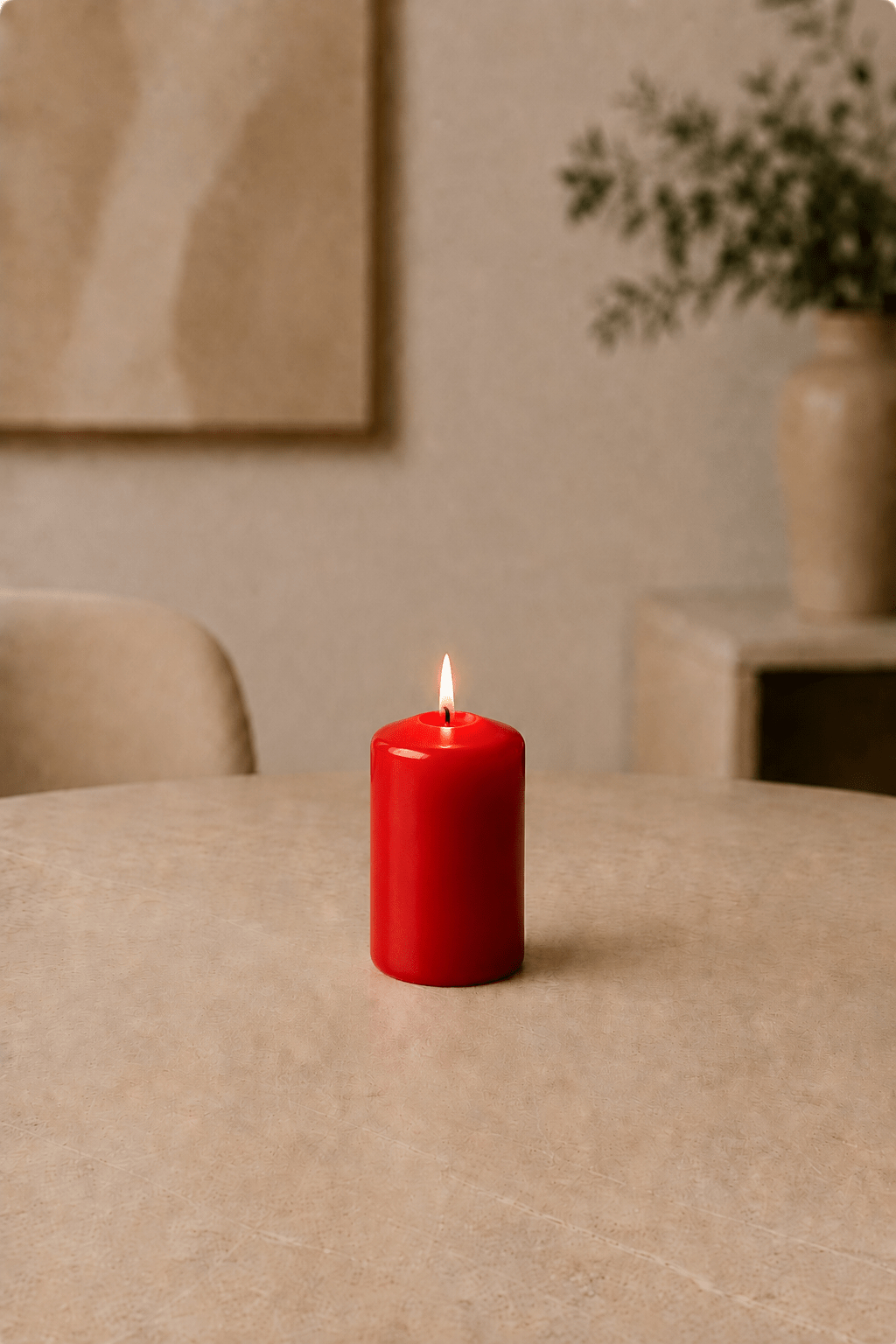LMW Wellness-Care Set van 4 stompkaarsen in roodkleur 4 × 8 cm, aanvullende productweergave