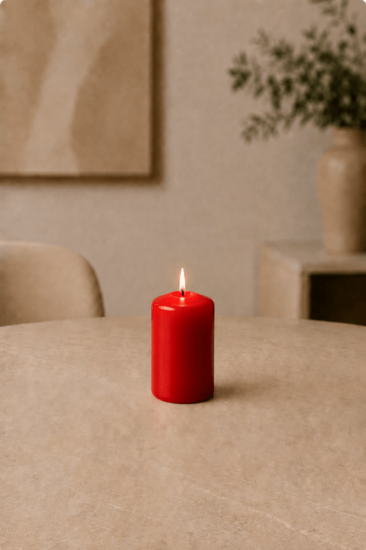 LMW Wellness-Care Set van 4 stompkaarsen in roodkleur 4 × 8 cm, aanvullende productweergave