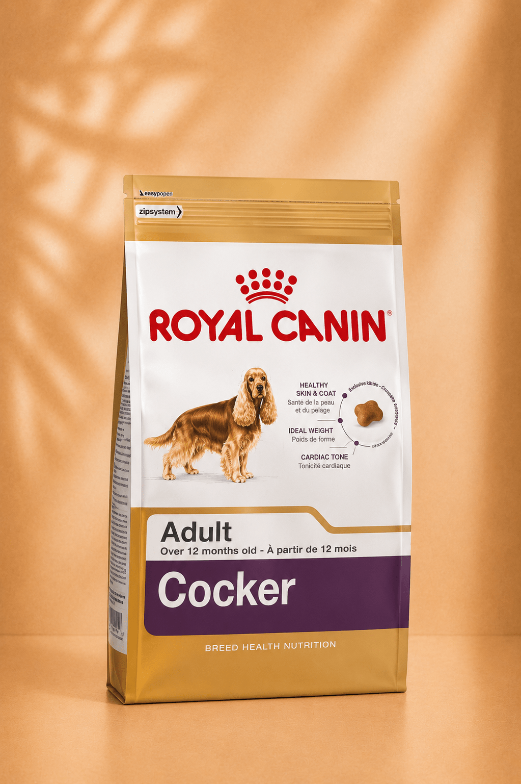 Royal Canin hondenvoer voor volwassen cocker spaniëls 3kg vanaf 12 maanden met gouden hersluitbare strip