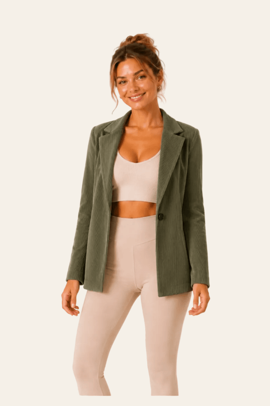 Rue paris casual dames corduroy blazer jas met een klassieke revers