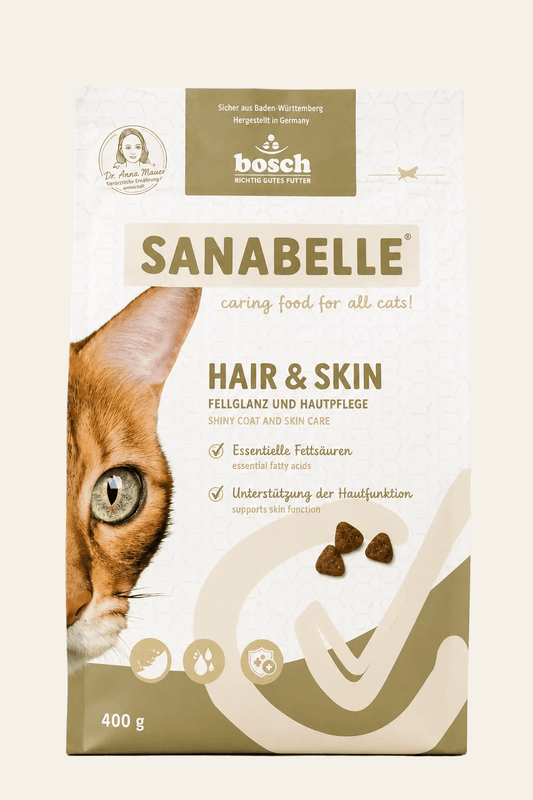 Sanabelle hair & skin premium kattenvoeding voor een glanzende vacht.