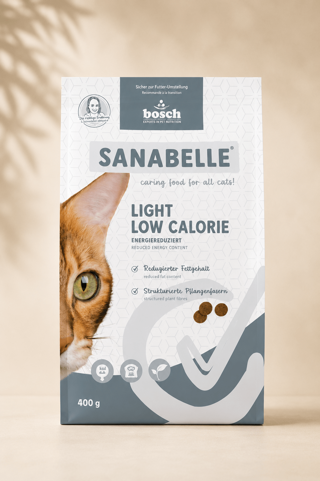 Sanabelle light low calorie caloriearme droogvoeding voor katten met overgewicht.