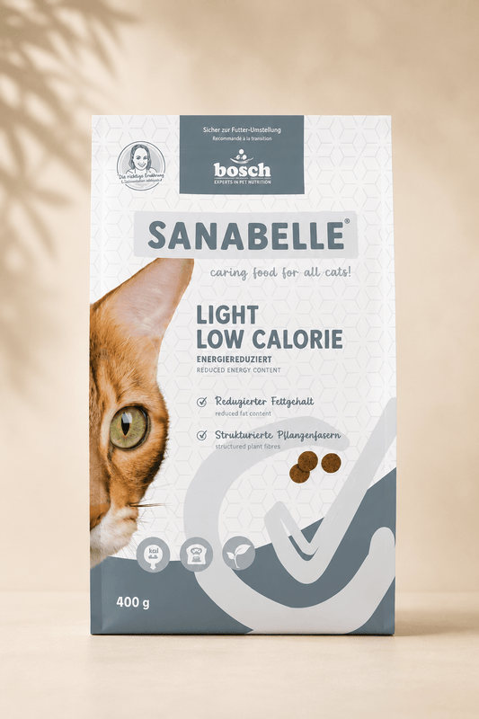 Sanabelle light low calorie caloriearme droogvoeding voor katten met overgewicht.