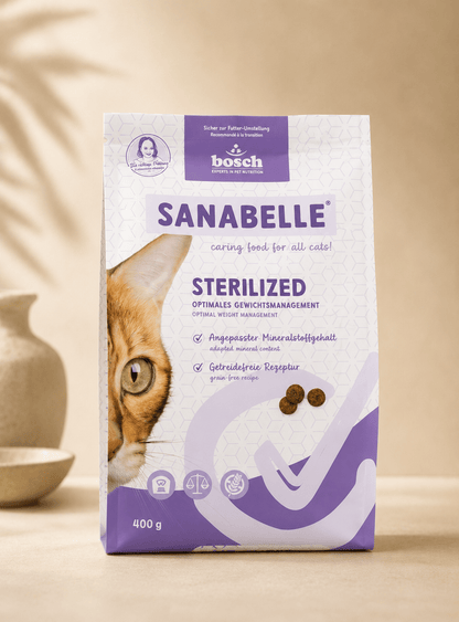 Sanabelle sterilized graanvrije droogvoeding voor gecastreerde katten.