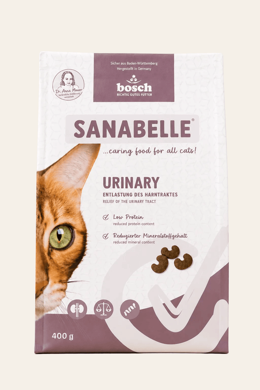 Sanabelle urinary dieetvoeding ter ontlasting van de urinewegen bij katten.
