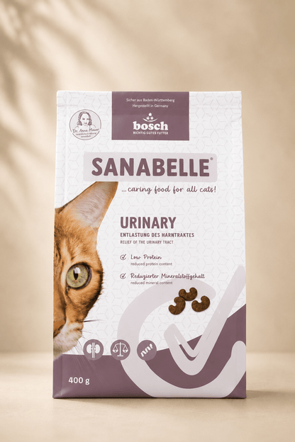 Sanabelle urinary dieetvoeding ter ontlasting van de urinewegen bij katten.