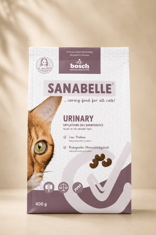 Sanabelle urinary dieetvoeding ter ontlasting van de urinewegen bij katten.