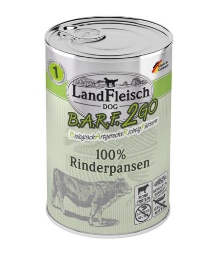 Landfleisch dog barf 2go 100% runderpens 6x400g