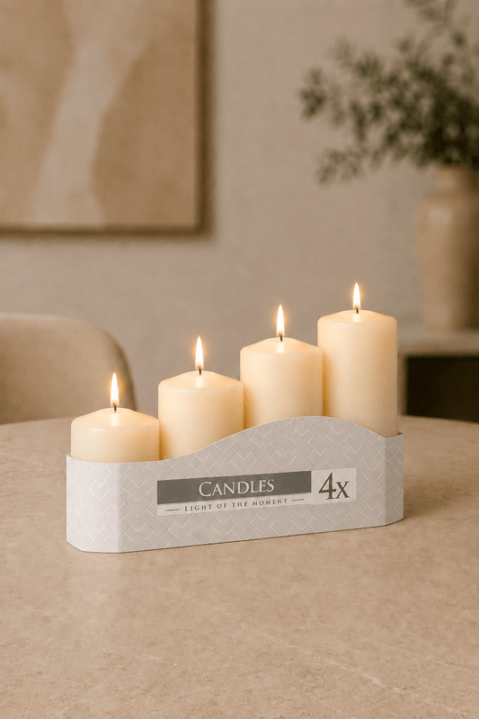 LMW Wellness-Care Set van 4 stompkaarsen in ivorenkleur, aanvullende productweergave