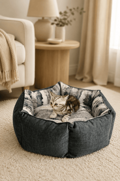 Shapes honden en kattenbed in meubelfluweel met opstand