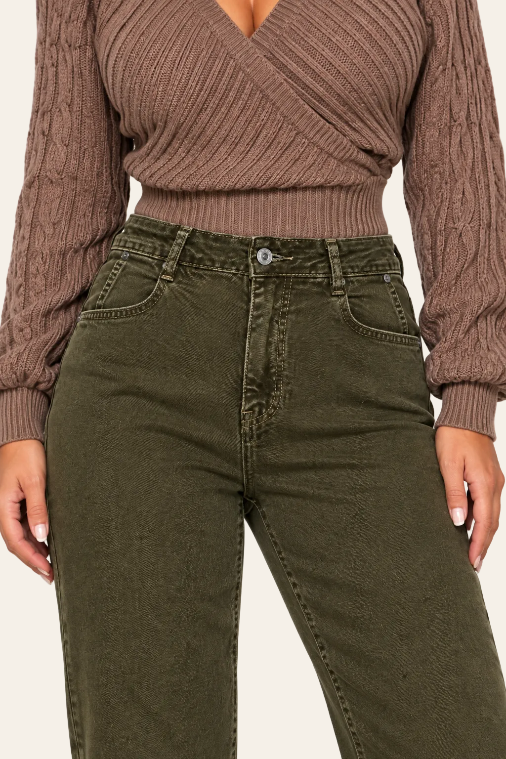 Slim fit damesjeans in donkergroen