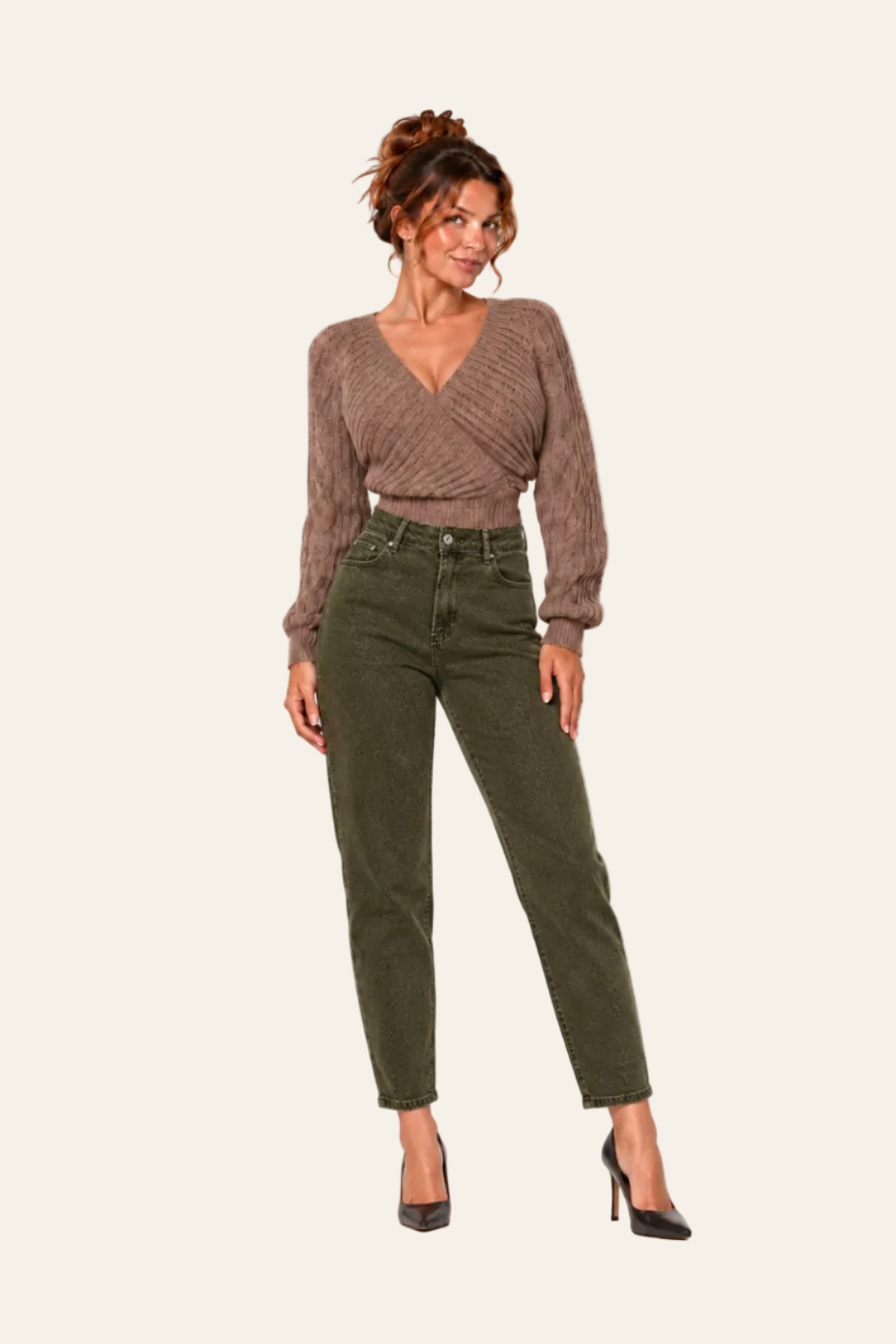 Slim fit damesjeans in donkergroen