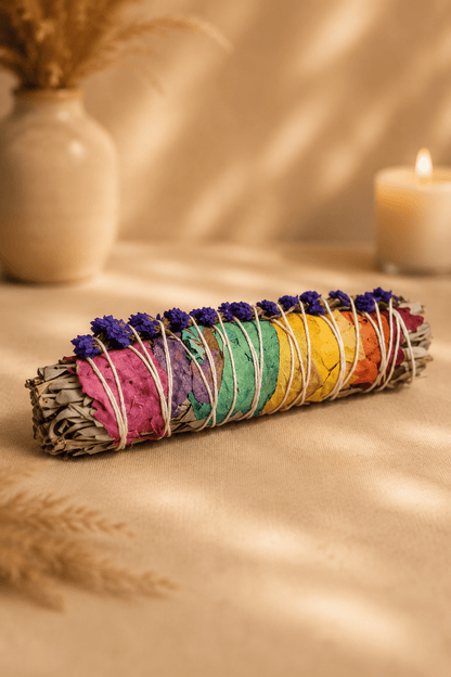 7 Chakra witte salie smudge stick 15 cm